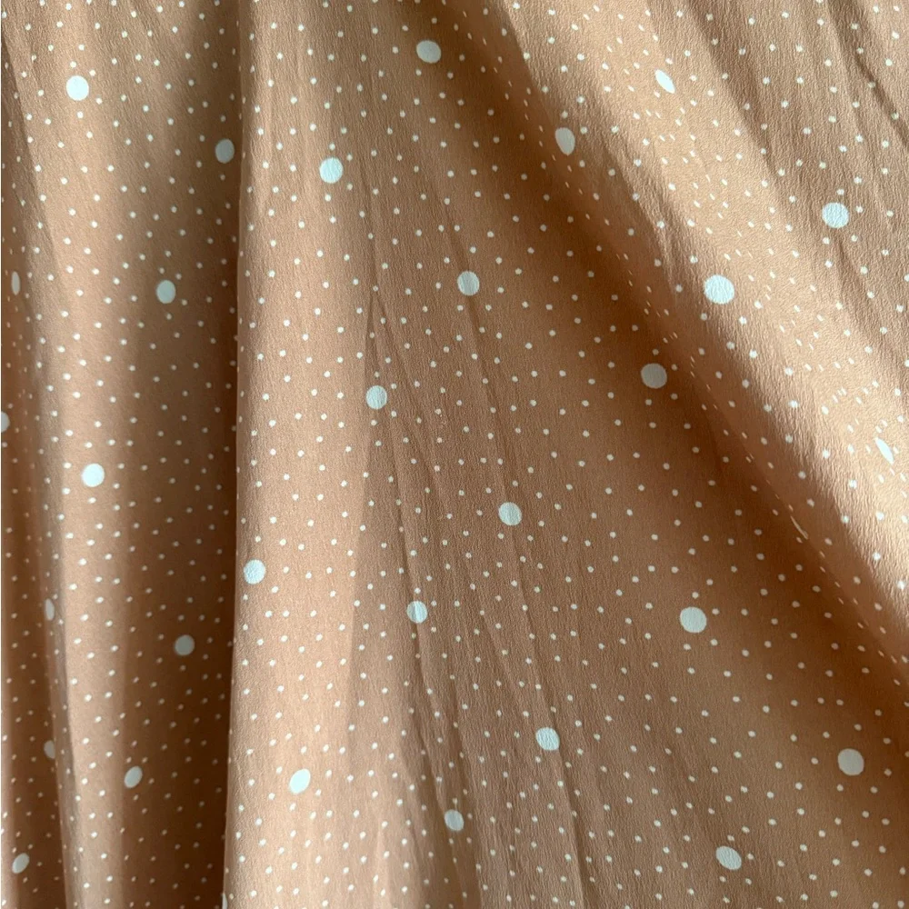 Elegant Peach Polka Dot Dress - Picture 4 of 4